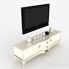 欧式白色木质雕花电视柜3d模型下载