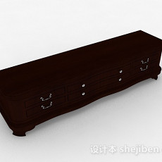 欧式棕色木质电视柜3d模型下载