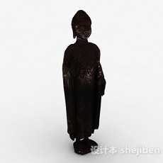 东南亚风格石质佛教僧侣雕塑3d模型下载