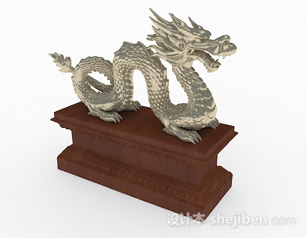 中式风格金属银色龙雕刻