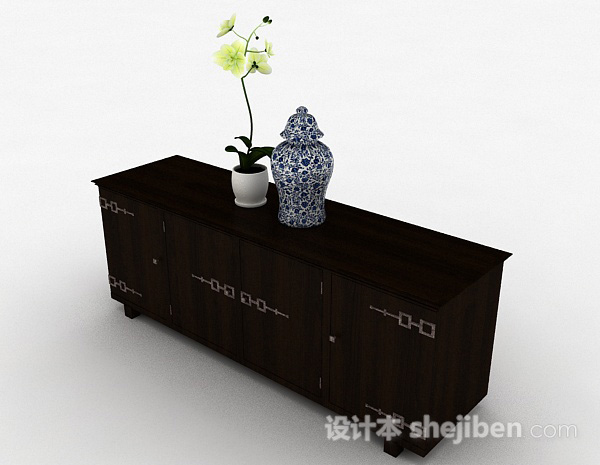 免费中式风格木质家具储物柜3d模型下载