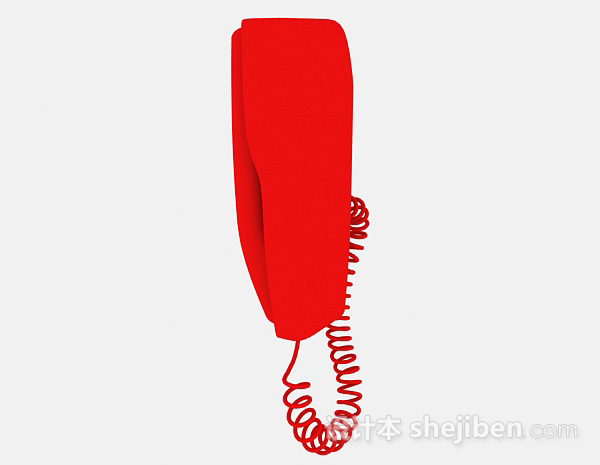 设计本红色壁式电话机3d模型下载