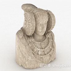 欧式风格石头雕塑贵女3d模型下载