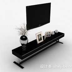 现代时尚黑色电视柜3d模型下载