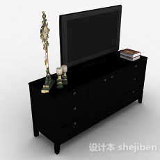 现代风格黑色电视柜3d模型下载