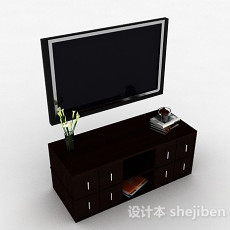 现代风格棕色单个木质电视柜3d模型下载