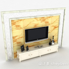 现代风格白色烤漆面木质电视柜3d模型下载