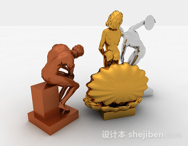 设计本欧式风格金属雕塑人物3d模型下载