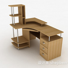 棕色简约书桌3d模型下载