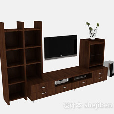 棕色电视柜3d模型下载