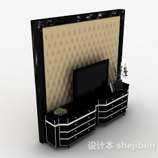 欧式风格黑色组合电视柜3d模型下载