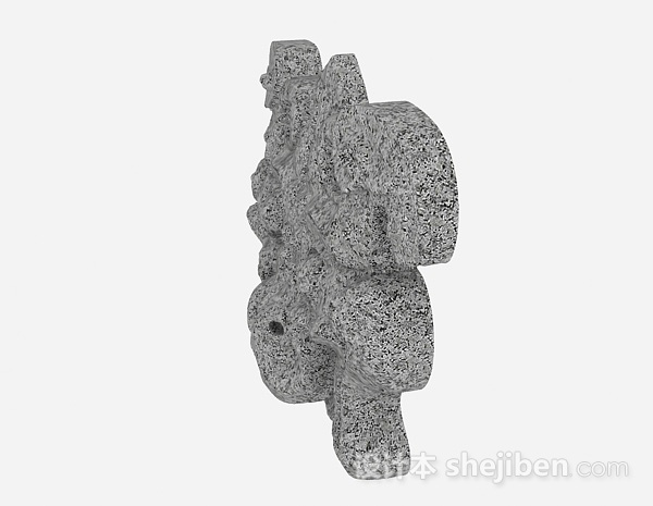 免费中式风格石质雕刻装饰物3d模型下载