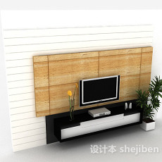 现代风格黑白双色电视柜3d模型下载