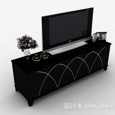 现代风格黑色烤漆电视柜3d模型下载