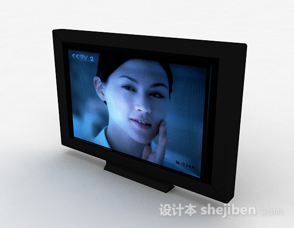免费黑色简单电视机3d模型下载
