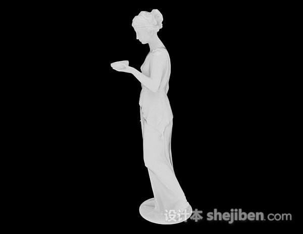 设计本欧式风格白色妇女雕刻摆设品3d模型下载