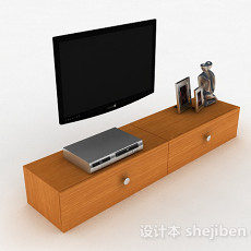 现代风格浅棕色木纹电视柜3d模型下载