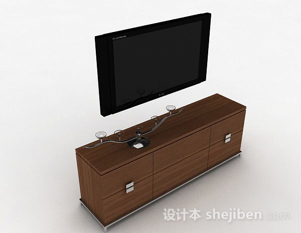 现代风格棕色木质电视柜
