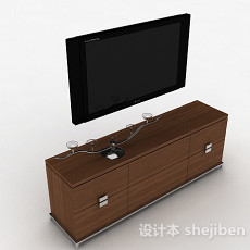 现代风格棕色木质电视柜3d模型下载