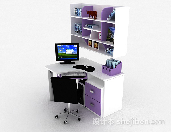 紫色书桌柜