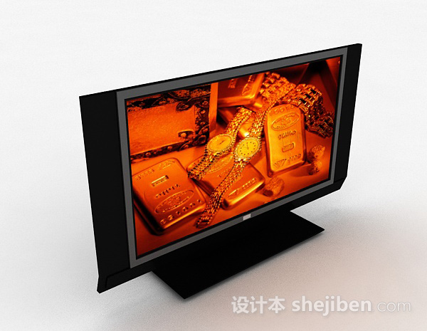 黑色电视机3d模型下载