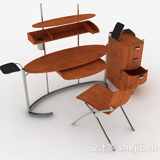 棕色木质书桌3d模型下载