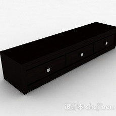 现代风格黑色木制电视柜3d模型下载