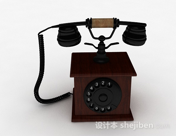 欧式复古电话机3d模型下载