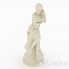 欧式风格白色石膏雕塑美女摆件3d模型下载