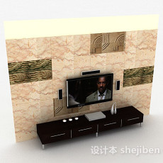 现代时尚花纹墙砖电视背景墙3d模型下载