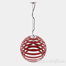 红色时尚球形吊灯3d模型下载