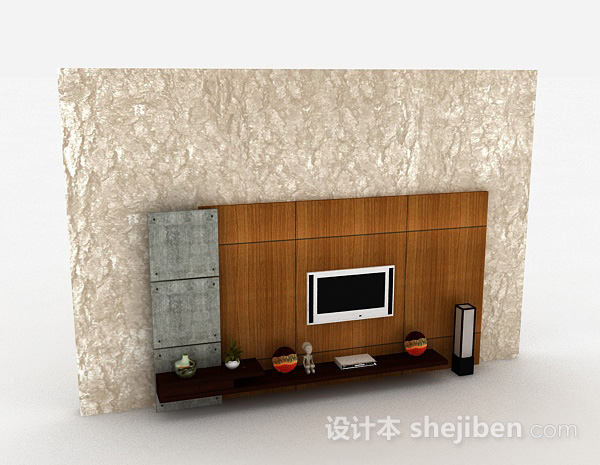 现代风格木质条纹电视背景墙