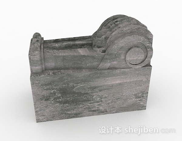 现代风格现代风格灰色石头雕塑品3d模型下载