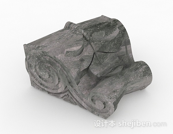 中式风格石质雕塑品模型