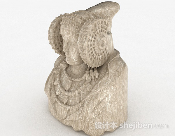 欧式风格欧式风格石头雕塑贵女3d模型下载
