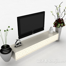 现代风格白色时尚电视柜3d模型下载