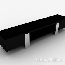 现代风格黑色木质长款电视柜3d模型下载