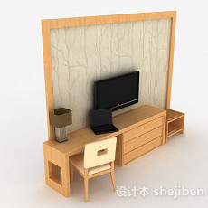 现代风格黄色木质电视柜3d模型下载