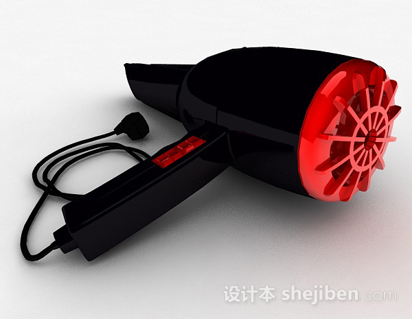 现代风格黑色吹风机3d模型下载