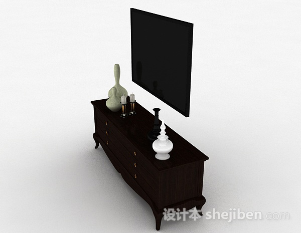 设计本欧式深棕色家居电视储物柜3d模型下载