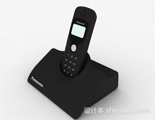 现代风格黑色电话机3d模型下载