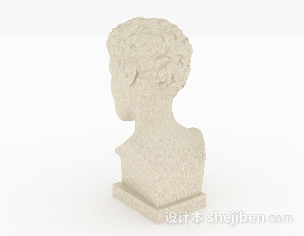 设计本欧式风格白色石膏雕塑人物摆件3d模型下载