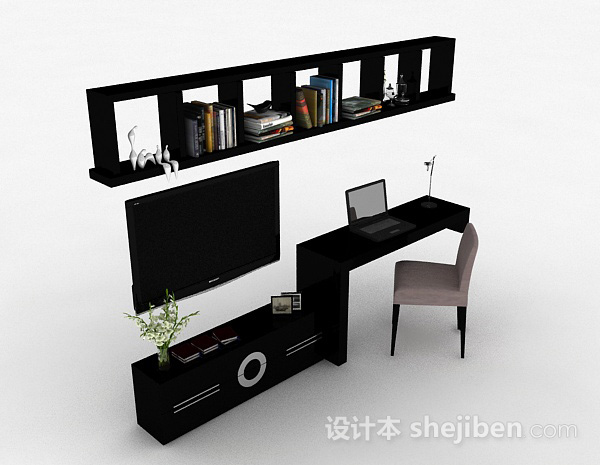 现代风格黑色多功能组合电视柜