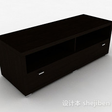 现代风格深棕色木质短款电视柜3d模型下载