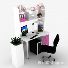 简约书桌柜3d模型下载
