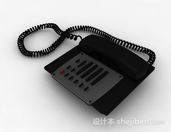 免费黑色电话机3d模型下载