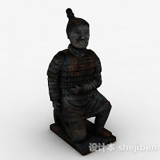 中式风格兵马俑雕刻3d模型下载