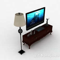 欧式风格棕色电视柜3d模型下载