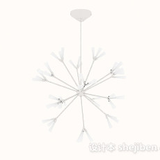 现代风格白色雪花状吊灯3d模型下载