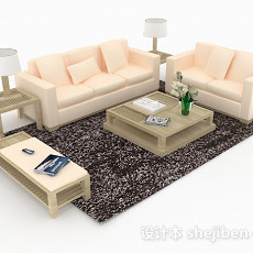 黄色组合沙发3d模型下载